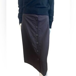 J. Jill Simple  120 Midi Skirt Womens 6 Brown Wool Button Front Lined NEW